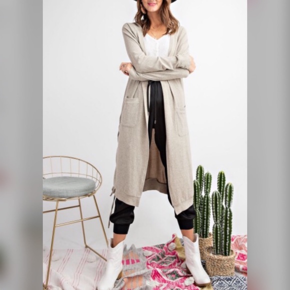 Boho Style Brushed Knit Duster Cardigan - Picture 3 of 7